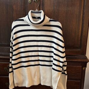 GAP Navy and White Striped cotton Turtleneck Sweater